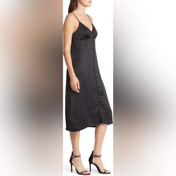 NWT Chelsea 28 Black Button-Up Satin Slipdress Size Small - Picture 11 of 12